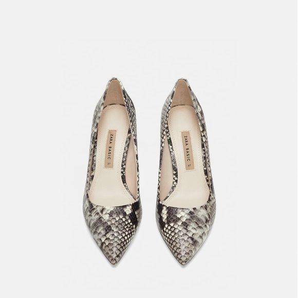 Zara Snakeskin Print Leather Pumps - Picture 2 of 8